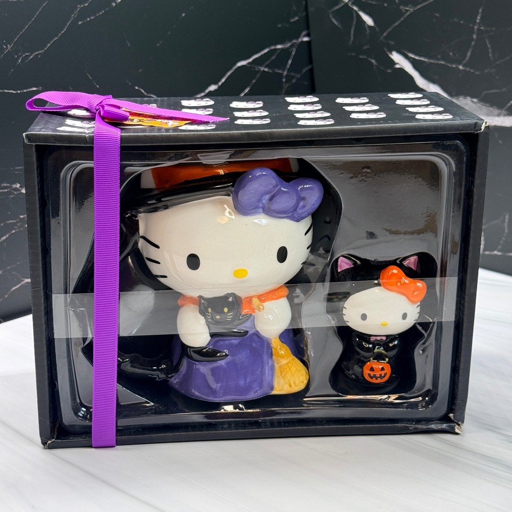 Hello Kitty Halloween Witch Mug and Figurine Set Blue Sky Sanrio SIL-35044 NEW